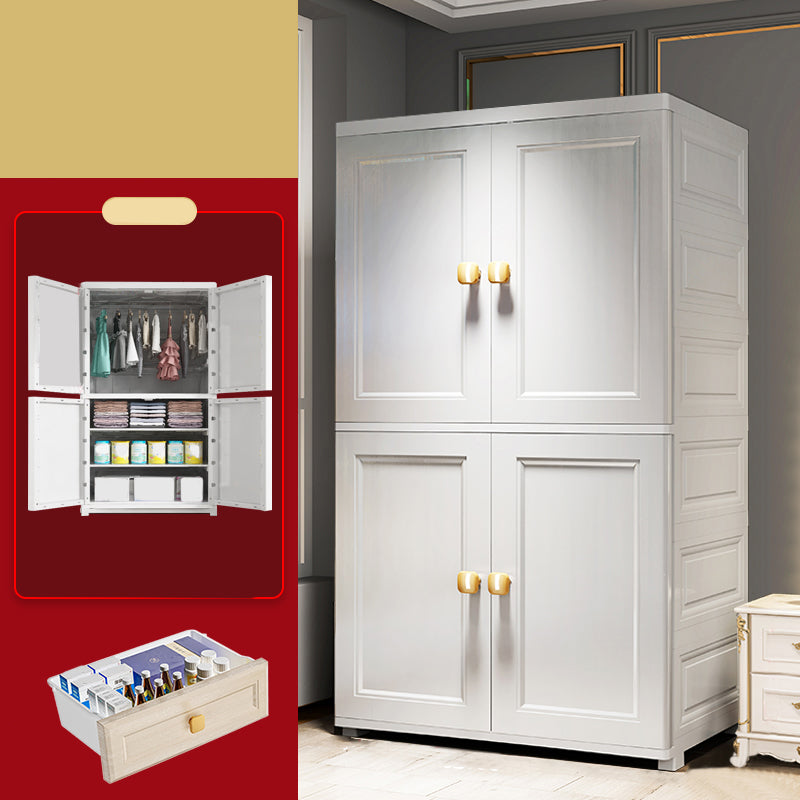 Contemporary Style Wardrobe Armoire Plastic Wardrobe Closet with Drawer and Door