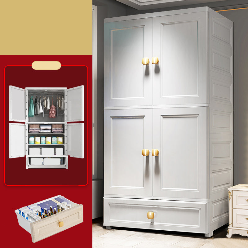 Contemporary Style Wardrobe Armoire Plastic Wardrobe Closet with Drawer and Door