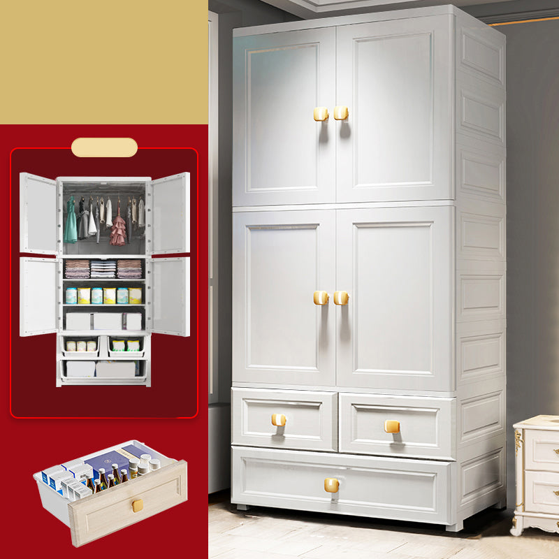 Contemporary Style Wardrobe Armoire Plastic Wardrobe Closet with Drawer and Door