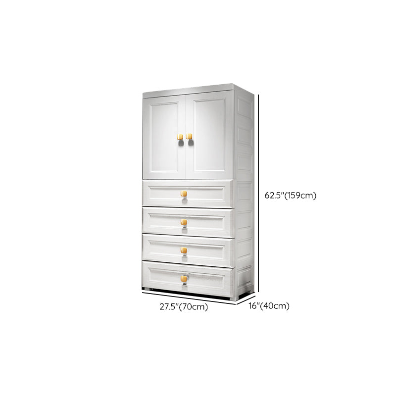 Contemporary Style Wardrobe Armoire Plastic Wardrobe Closet with Drawer and Door