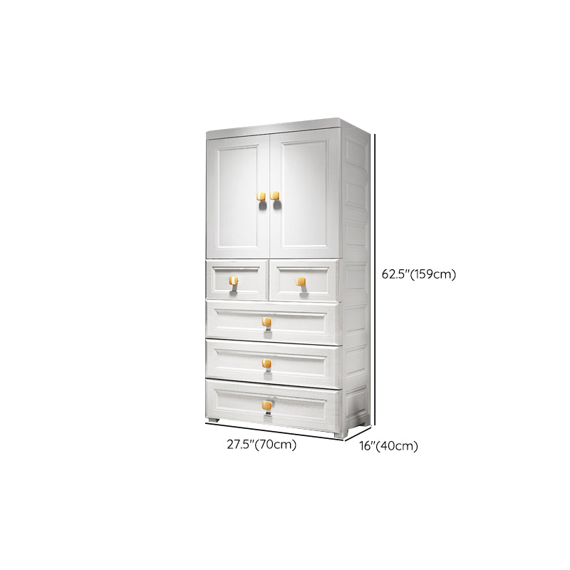 Contemporary Style Wardrobe Armoire Plastic Wardrobe Closet with Drawer and Door