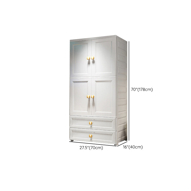 Contemporary Style Wardrobe Armoire Plastic Wardrobe Closet with Drawer and Door