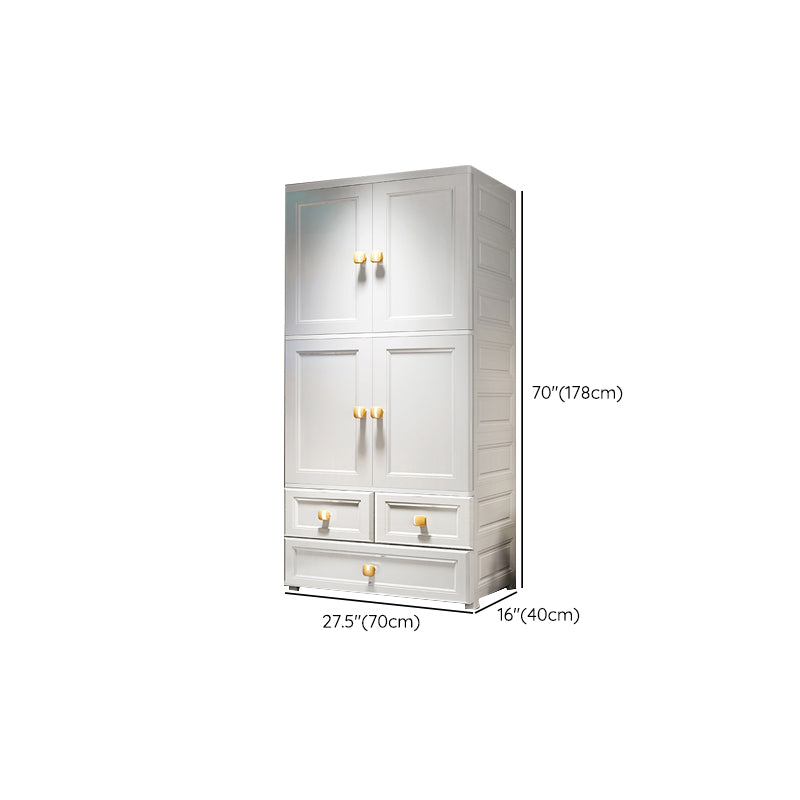 Contemporary Style Wardrobe Armoire Plastic Wardrobe Closet with Drawer and Door