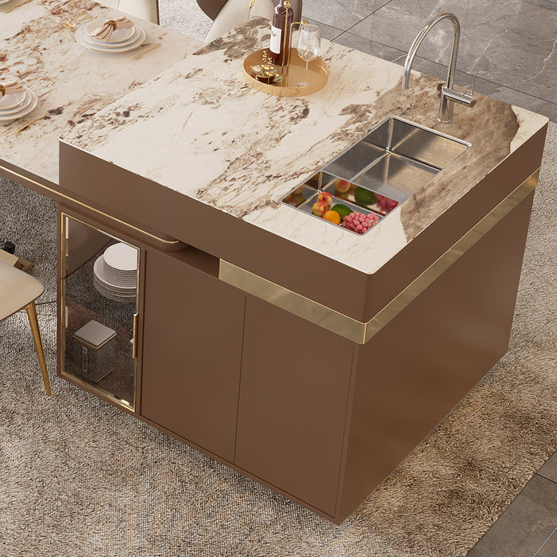 Stone Top Dinette Table with Storage Modern Kitchen Dining Table