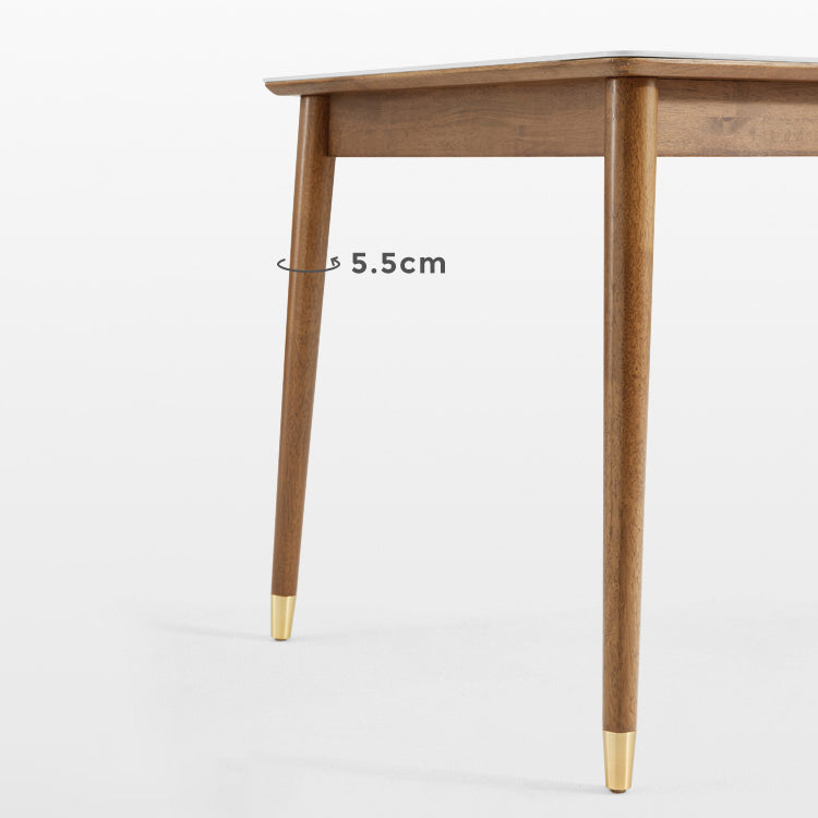 Sintered Stone Dining Table Rectangle Modern Dinner Table with Wooden Legs