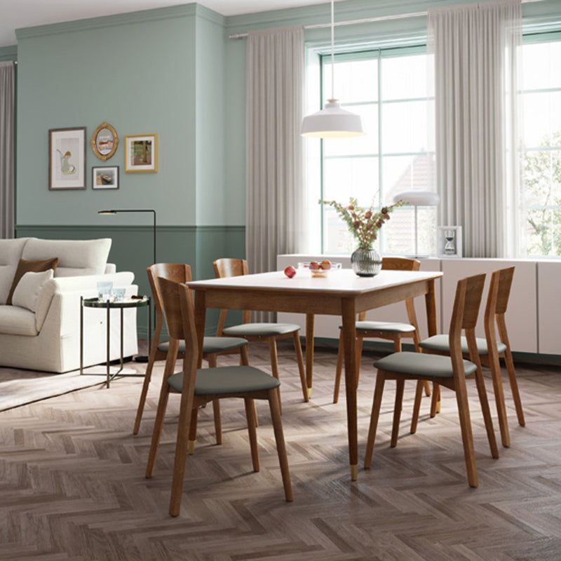 Sintered Stone Dining Table Rectangle Modern Dinner Table with Wooden Legs