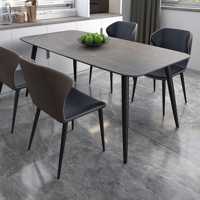 Modern Rectangle Dining Table Grey Sintered Stone Dinner Table for Dining Room