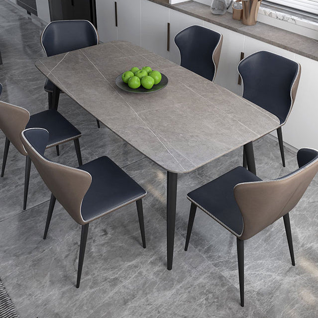 Modern Rectangle Dining Table Grey Sintered Stone Dinner Table for Dining Room