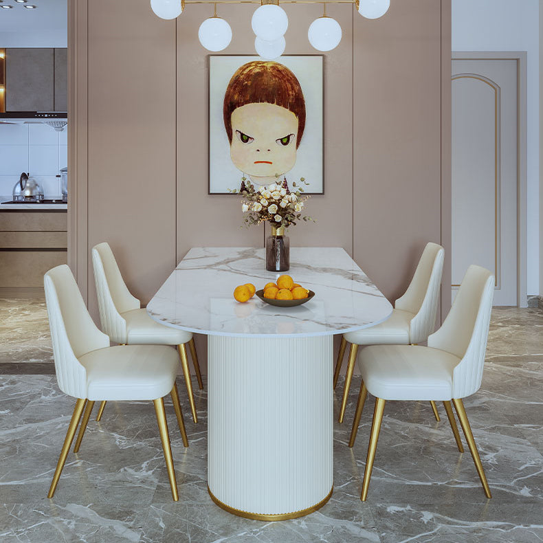 Modern White Dining Table Sintered Stone Dinner Table for Dining Room