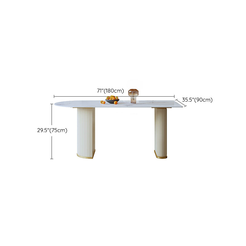 Modern White Dining Table Sintered Stone Dinner Table for Dining Room