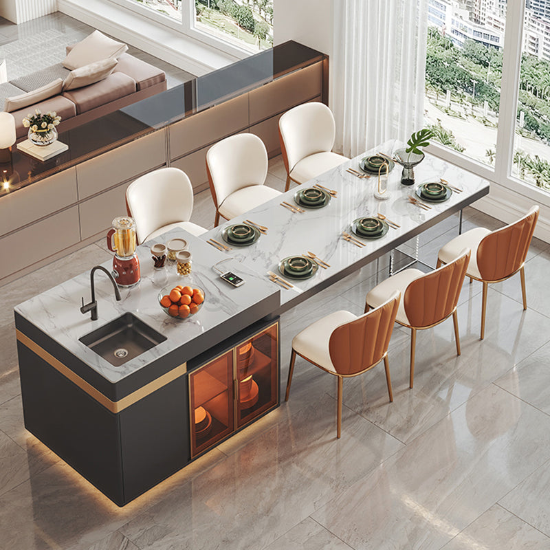 Modern Rectangle Dining Table Sintered Stone Dinner Table with Acrylic Base