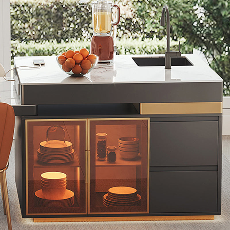 Modern Rectangle Dining Table Sintered Stone Dinner Table with Acrylic Base