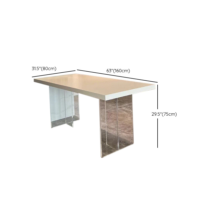 Rectangle Dining Table Sintered Stone Dinner Table with Acrylic Base
