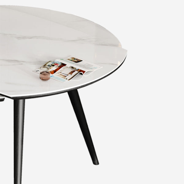 Modern Simple Dining Table Sintered Stone Dinner Table with Wooden Base