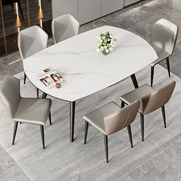 Modern Simple Dining Table Sintered Stone Dinner Table with Wooden Base