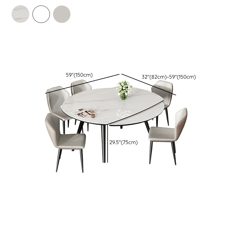 Modern Simple Dining Table Sintered Stone Dinner Table with Wooden Base