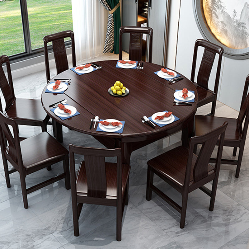 Brown Wood Foldable Dining Table Traditional Kitchen Dinette Table