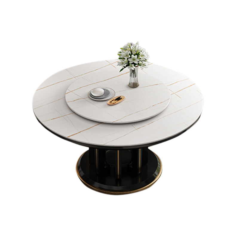 Modern Simple Dining Table Round Dinner Table with Rubberwood Base for Dining Room