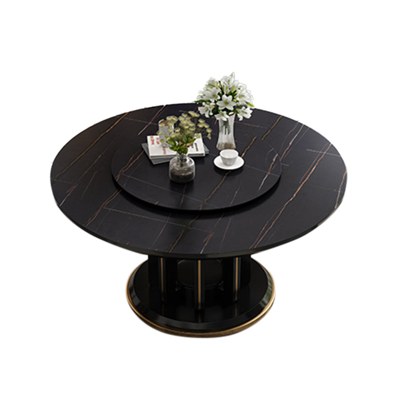 Modern Simple Dining Table Round Dinner Table with Rubberwood Base for Dining Room