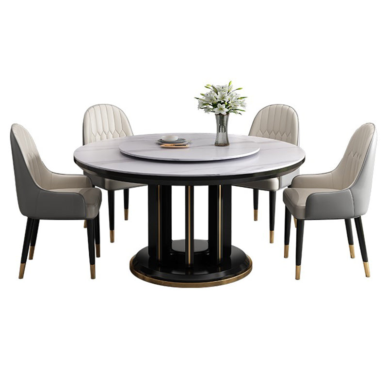 Modern Simple Dining Table Round Dinner Table with Rubberwood Base for Dining Room