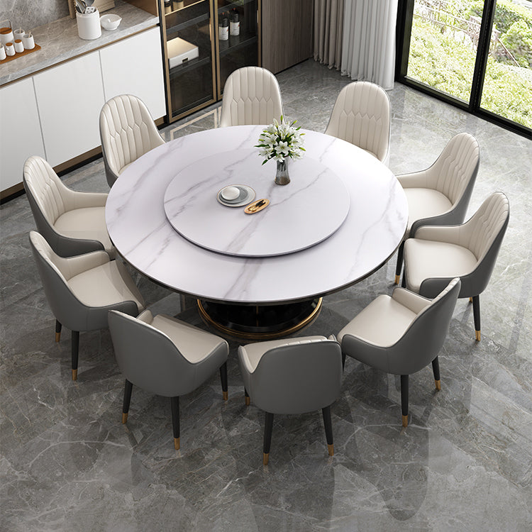 Modern Simple Dining Table Round Dinner Table with Rubberwood Base for Dining Room