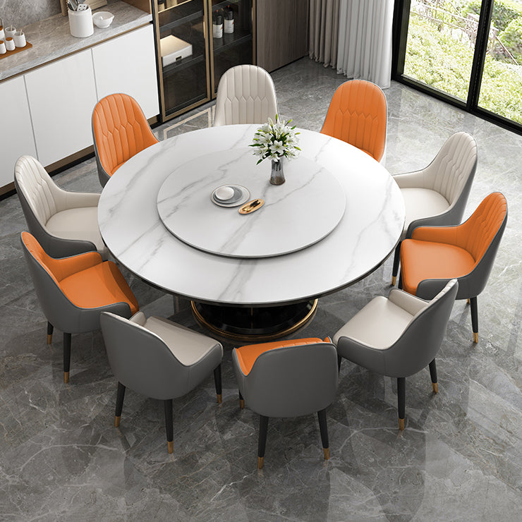 Modern Simple Dining Table Round Dinner Table with Rubberwood Base for Dining Room