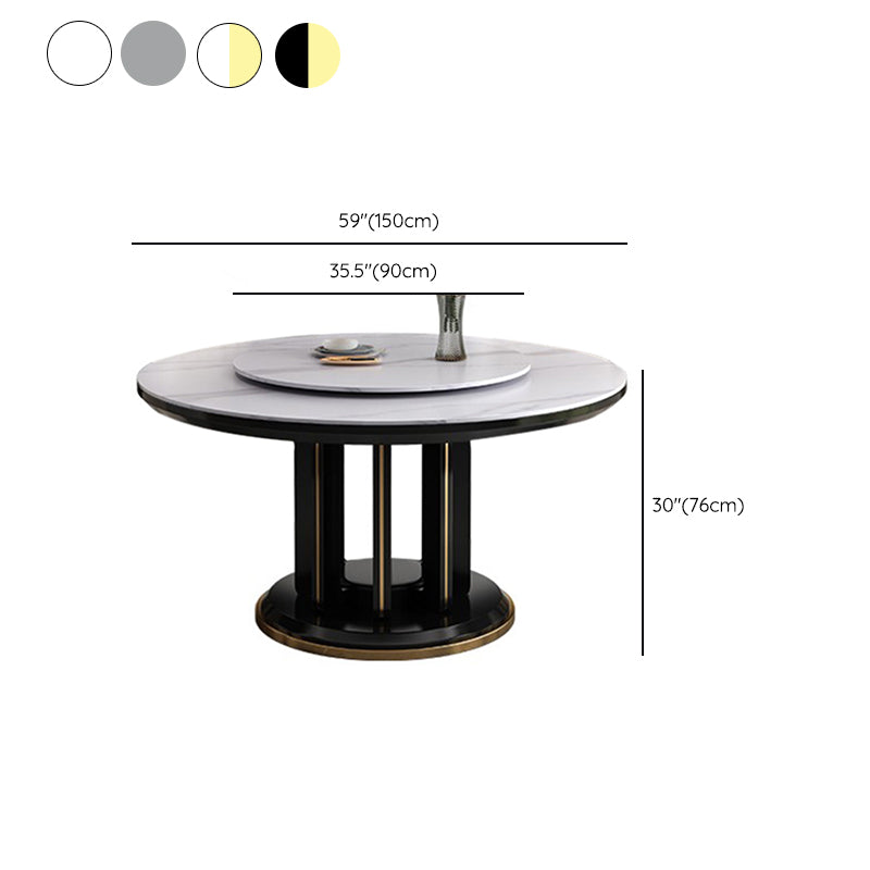 Modern Simple Dining Table Round Dinner Table with Rubberwood Base for Dining Room