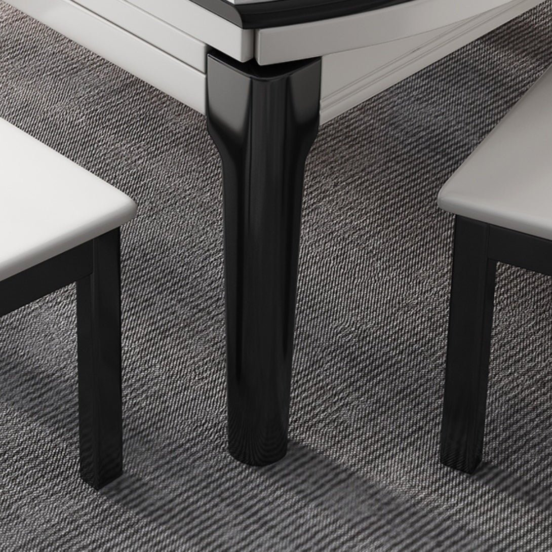 Modern Simple Dining Table Rectangle Shape Dinner Table with Wooden Base for Living Room