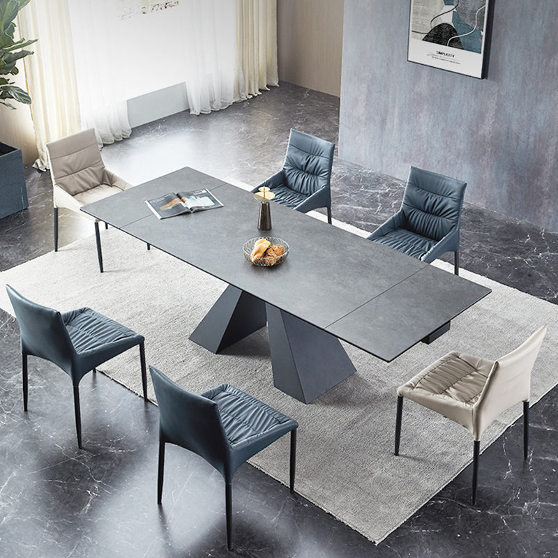 Modern Simple Dining Table Rectangle Dinner Table with Metal Base for Dining Room