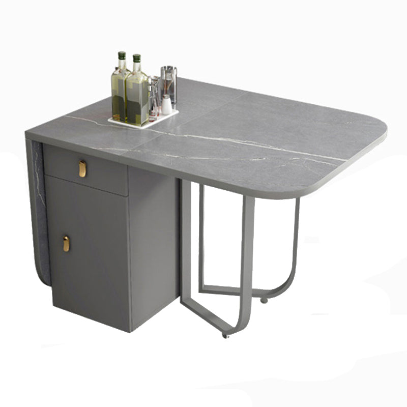 Modern Simple Dining Table Collapsible Dinner Table with Metal Base for Dining Room