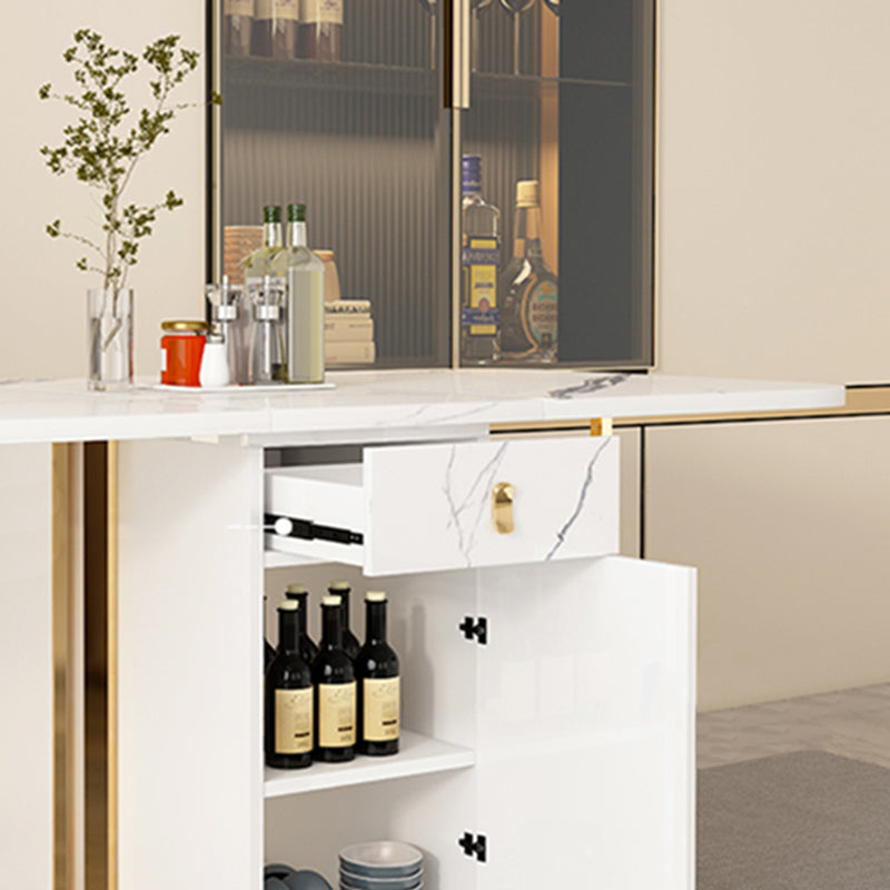 Modern Simple Dining Table Collapsible Dinner Table with Metal Base for Dining Room