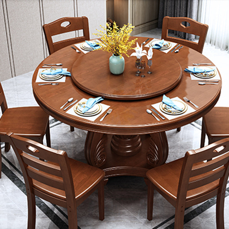Traditional Solid Wood Dining Table Round Dinner Table for Dining Room