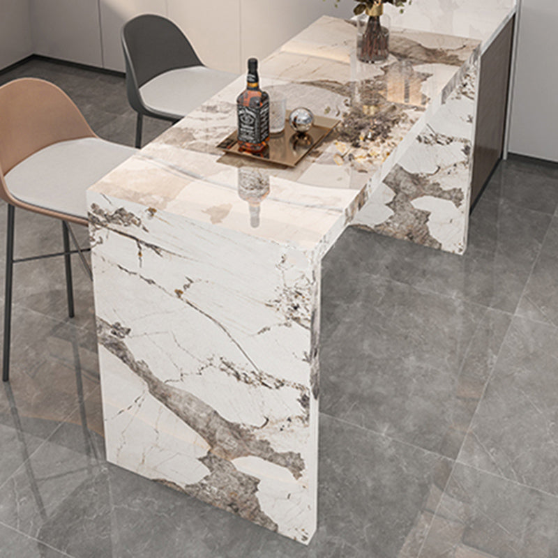 Modern Stone Bar Dining Table Rectangle Bar Table for Small Places
