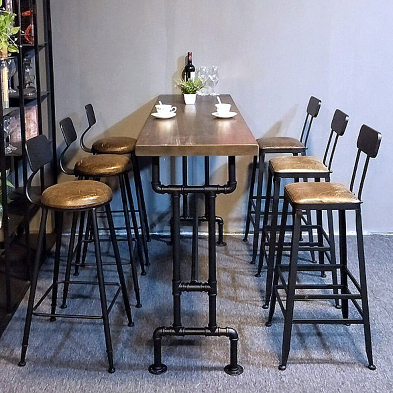 Modern Bar Dining Table Solid Wood Rectangle Bar Table in Brown