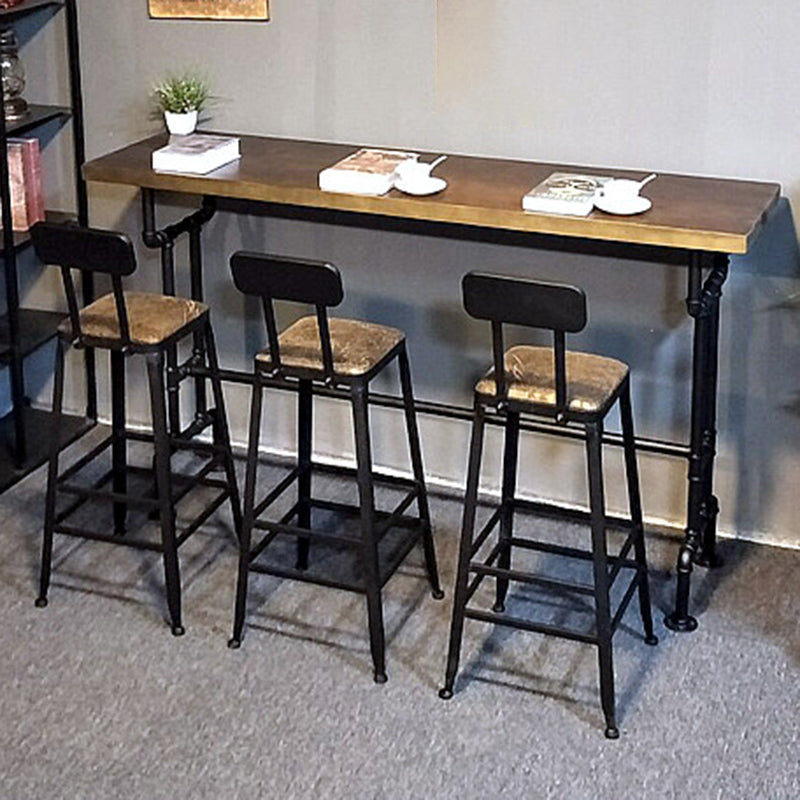 Modern Bar Dining Table Solid Wood Rectangle Bar Table in Brown