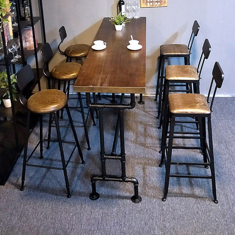 Modern Bar Dining Table Solid Wood Rectangle Bar Table in Brown