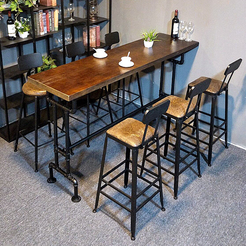 Modern Bar Dining Table Solid Wood Rectangle Bar Table in Brown