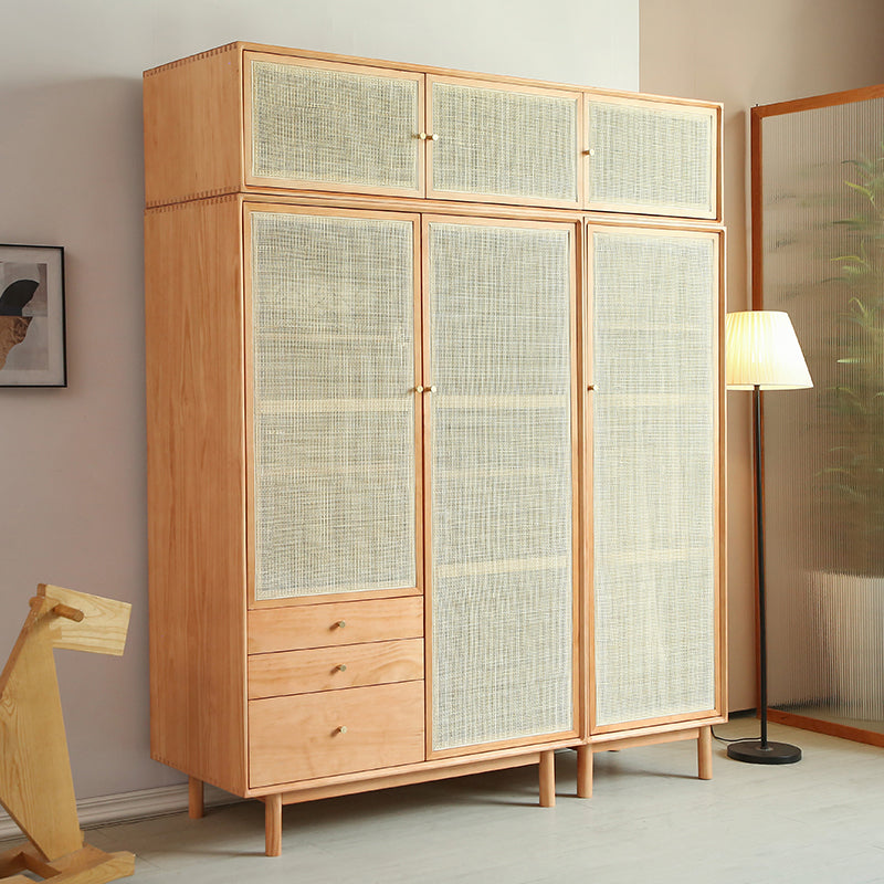 Pine Solid Wood Wardrobe Modern Freestanding Wardrobe with Legs