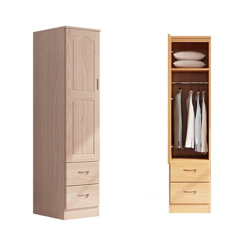 Modern Natural Solid Wood Wardrobe Freestanding Wardrobe with Self Close Drawers