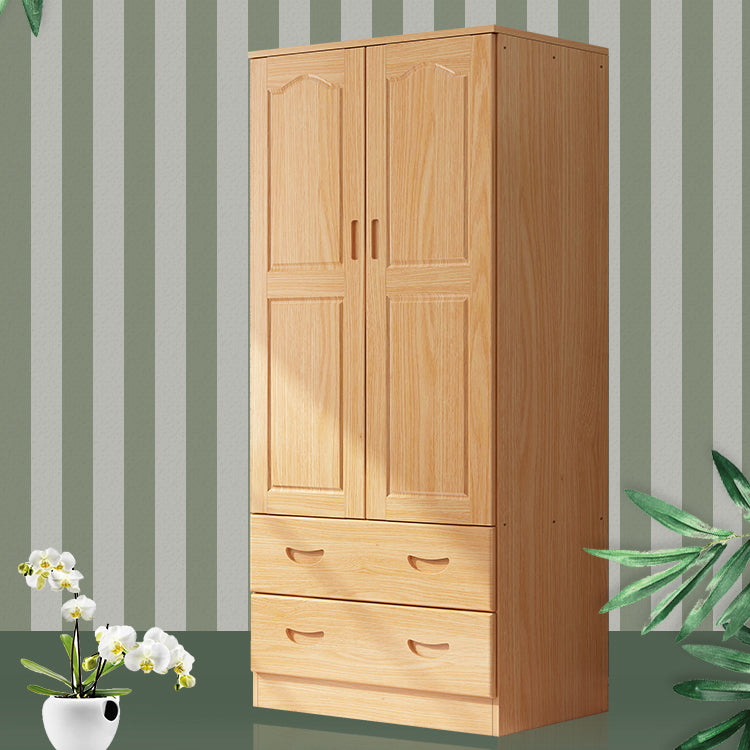 Modern Natural Solid Wood Wardrobe Freestanding Wardrobe with Self Close Drawers