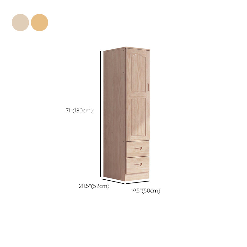 Modern Natural Solid Wood Wardrobe Freestanding Wardrobe with Self Close Drawers