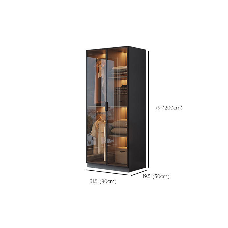 Freestanding Tempered Glass Wardrobe Modern Wardrobe with Garment Rod