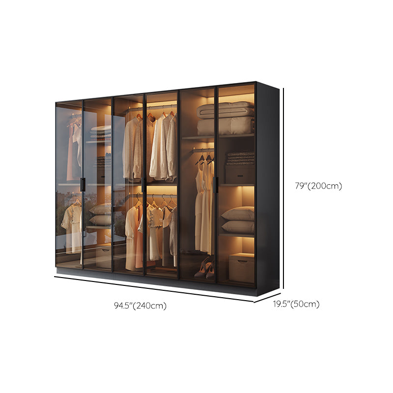 Freestanding Tempered Glass Wardrobe Modern Wardrobe with Garment Rod