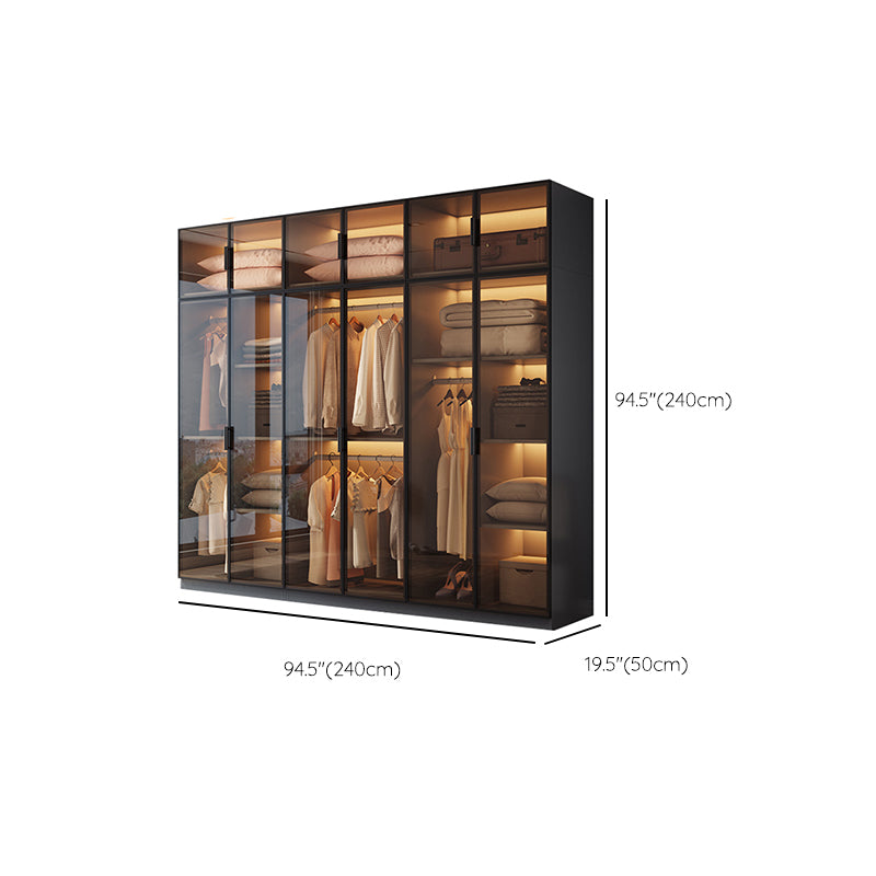 Freestanding Tempered Glass Wardrobe Modern Wardrobe with Garment Rod
