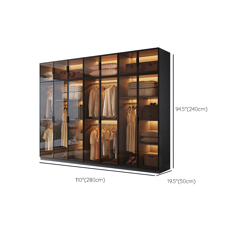 Freestanding Tempered Glass Wardrobe Modern Wardrobe with Garment Rod
