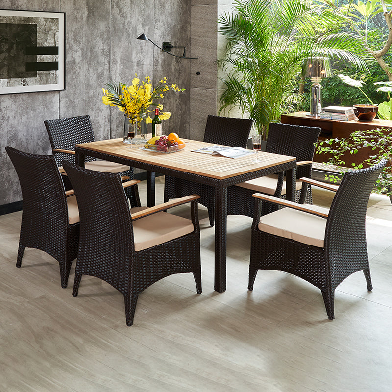 Boho 1/5/7/9 Pcs Patio Dining Table Set Wood Dining Table Set