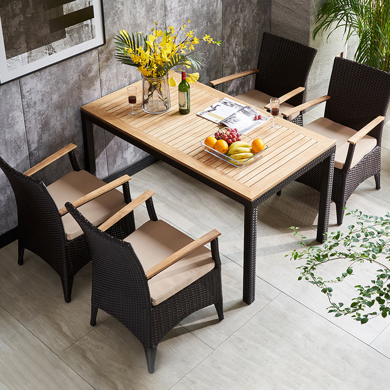 Boho 1/5/7/9 Pcs Patio Dining Table Set Wood Dining Table Set