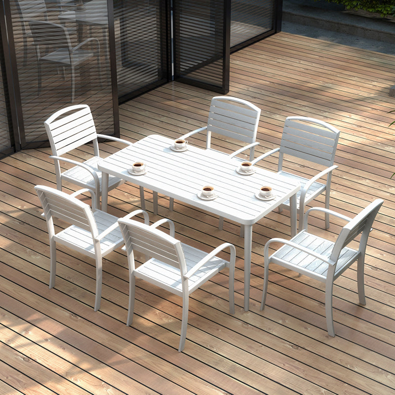 Industrial Wood Patio Dining Table 5/7 Pieces Geometric Dining Set
