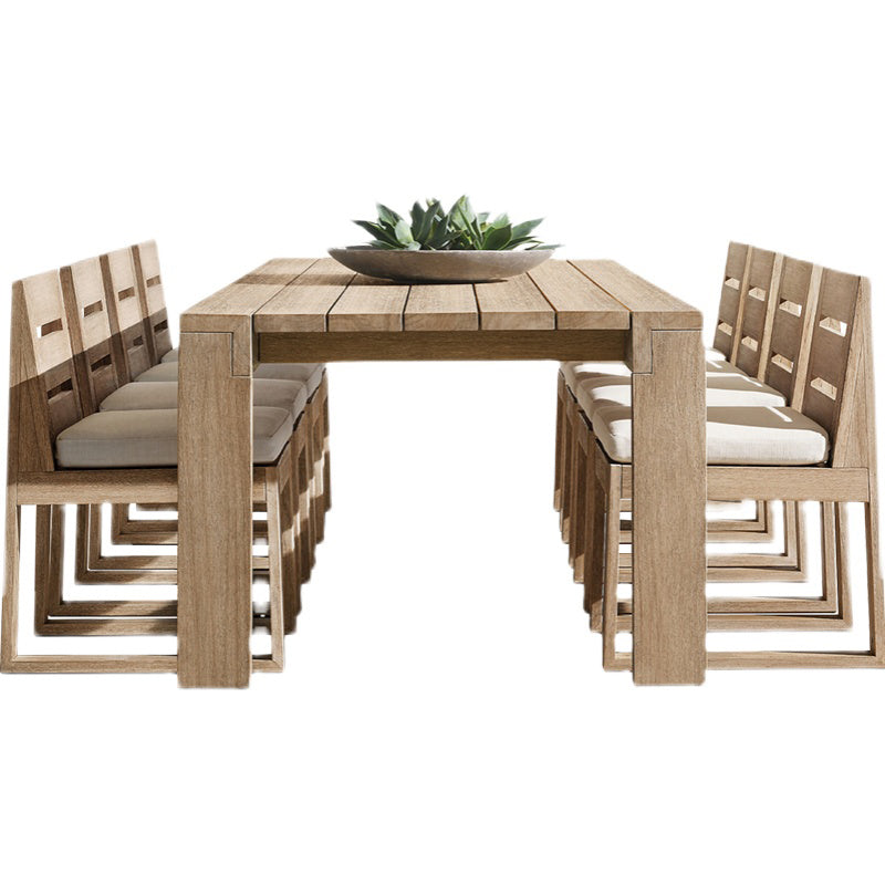 Boho Style 1/9 Pcs Patio Dining Table Set Wood Dining Table Set