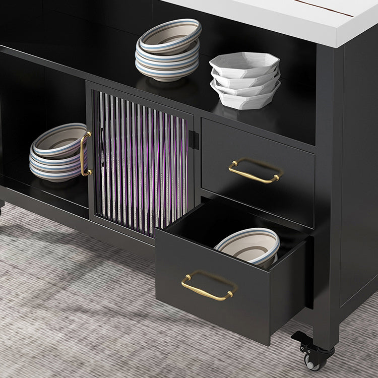 Modern Simple Dining Island Table Marble Prep Table with Drawer